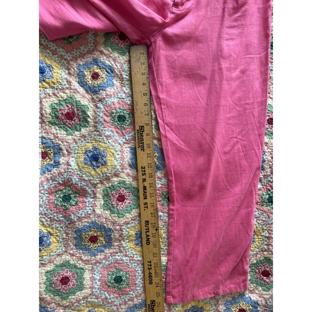 Lauren Ralph Lauren Pink 100% Linen Wide Leg Pants Womens 14 High Rise Trousers - Picture 2 of 8